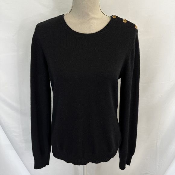 Ralph Lauren Sweater Womens LARGE Black 100% Cashmere Crew Neck Pullover - Picture 1 of 7